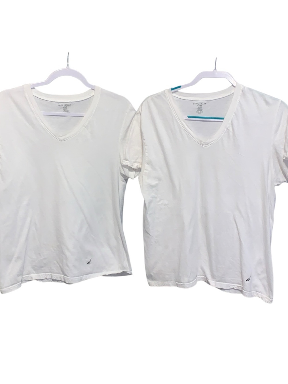 Nautica large White V-Neck Short Sleeve Shirt - Pack of 2